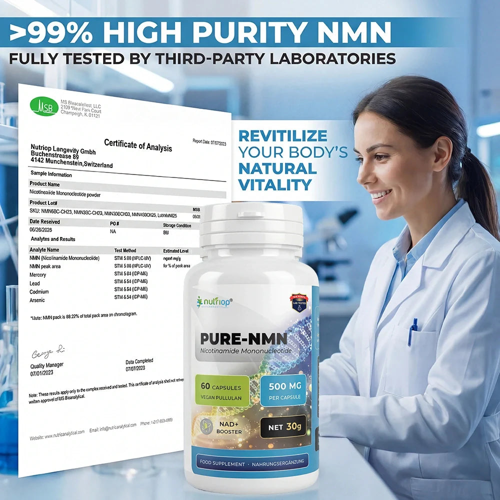 Nutriop® Pure-NMN 500mg - Advanced NAD+ Precursor (60 Capsules)